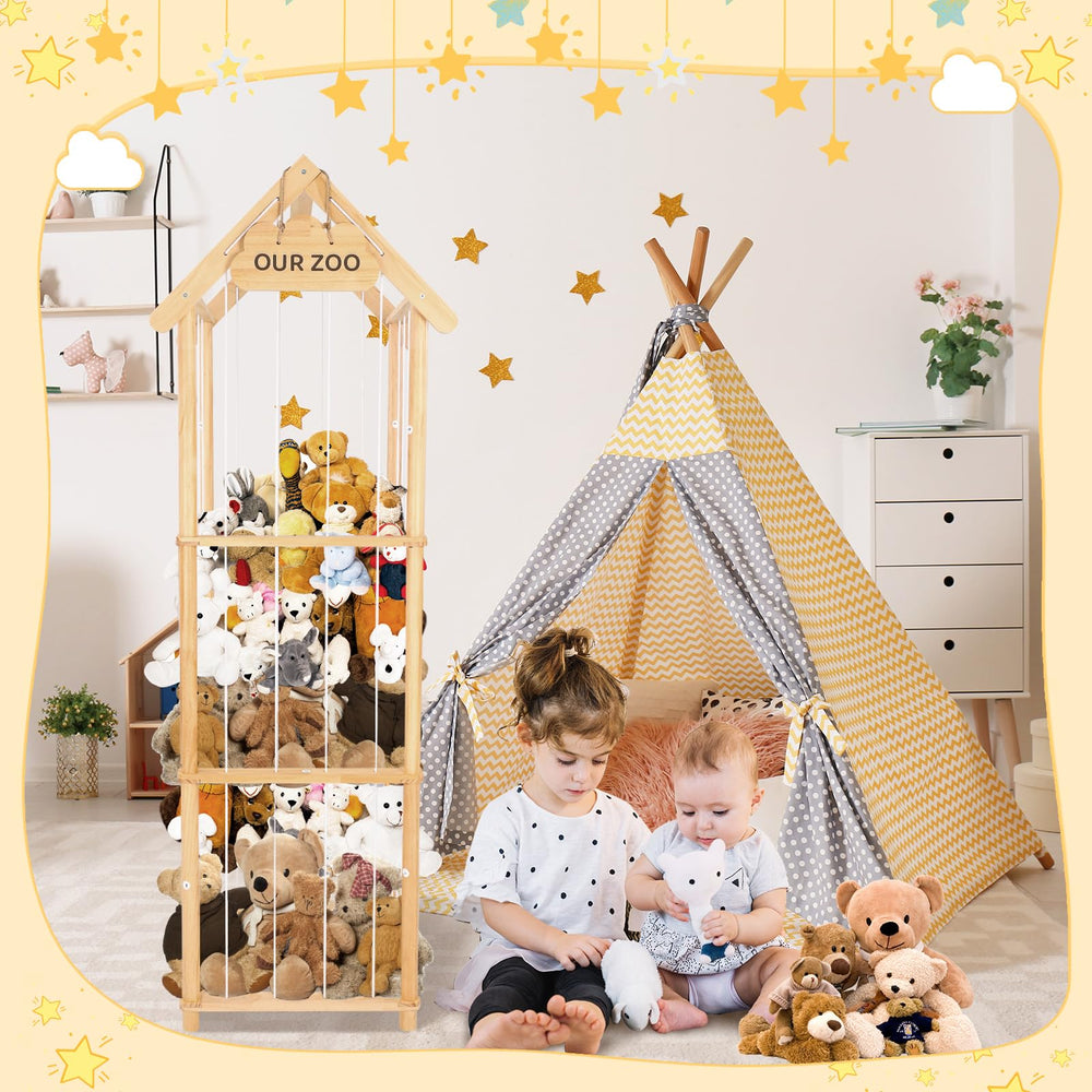 HOMIEE stuffed animal zoo for quick cleanup and toy sorting