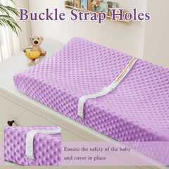 Homiest changing pad cover white-black soft fabric closeup emphasizing secure 360° grip on standard pads