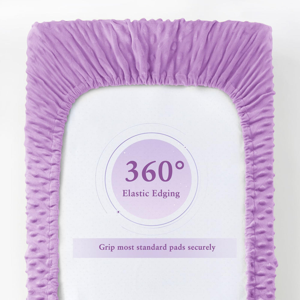 Homiest changing pad cover white-light blue soft Minky closeup conveys gentle warmth during diaper changes