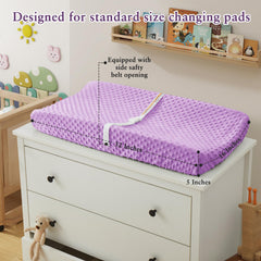 Homiest changing pad cover white-sage green plush texture image highlights breathable surface for comfortable diaper duties