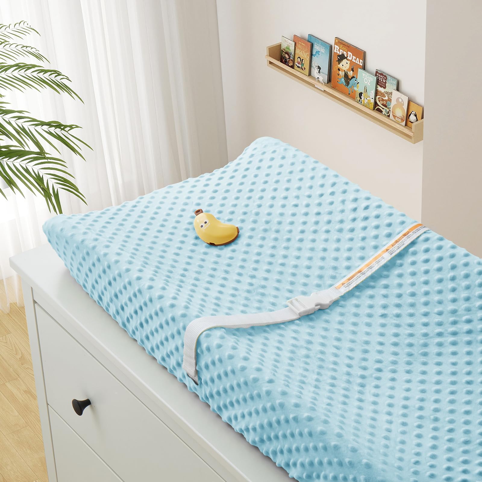 Homiest neutral White+Blue nursery design blends with any decor.