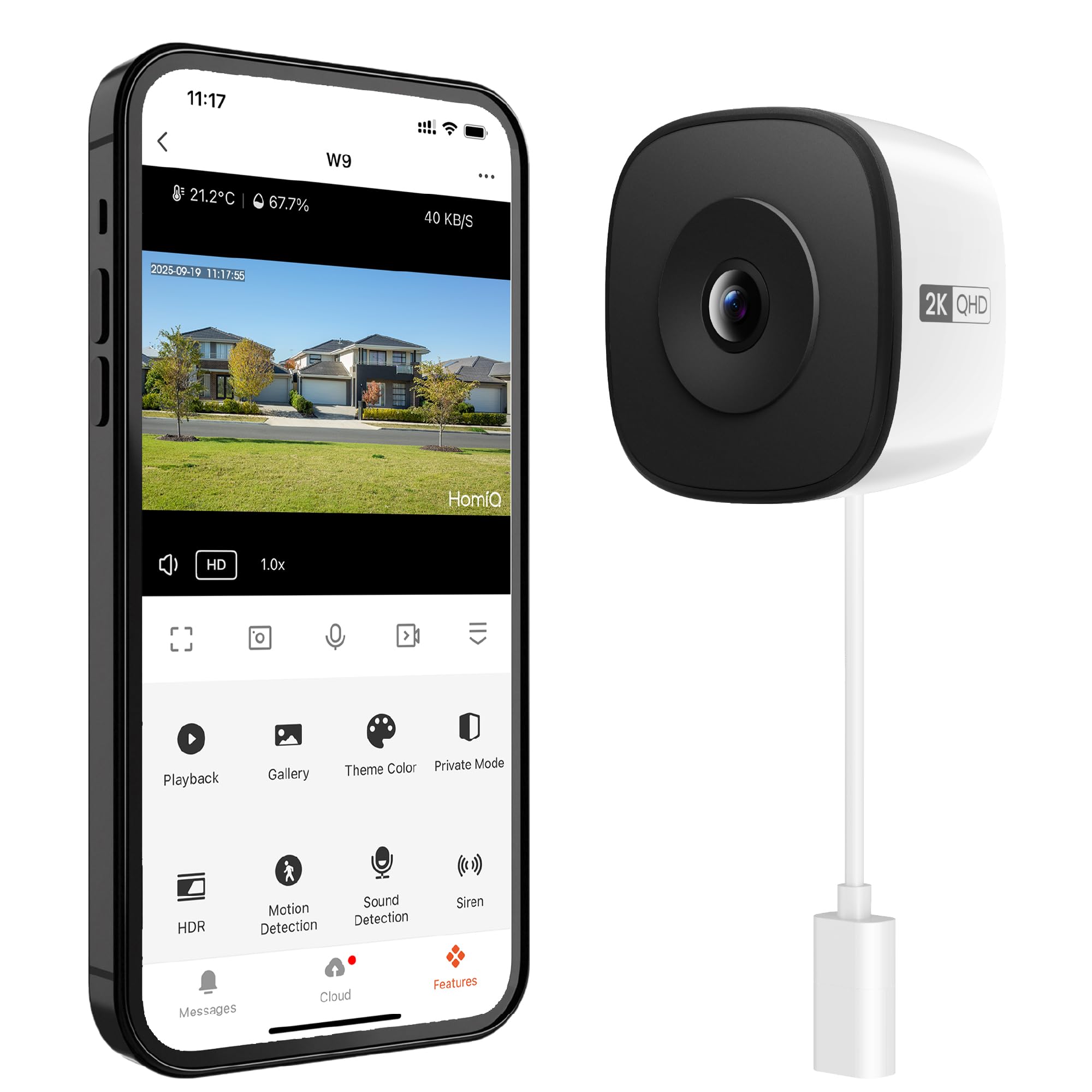HOMIQ LIFE window camera with color night vision for vivid 3MP footage