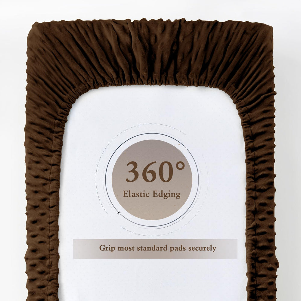 Homiest white-light-blue changing pad cover in plush Minky Dot.