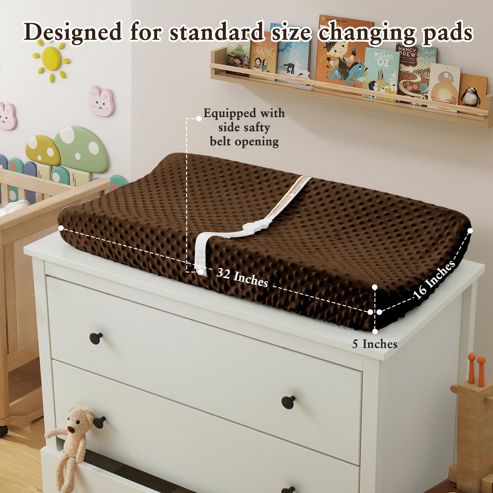 Homiest white-sage-green changing pad cover offers breathable comfort.