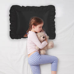 HommxJF satin pillow case with 3-inch ruffle edge for a playful look