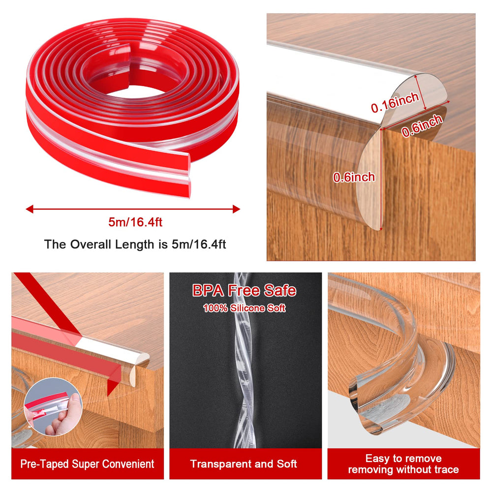 HOMREALM clear silicone corner protectors blend with furniture while guarding curious fingers