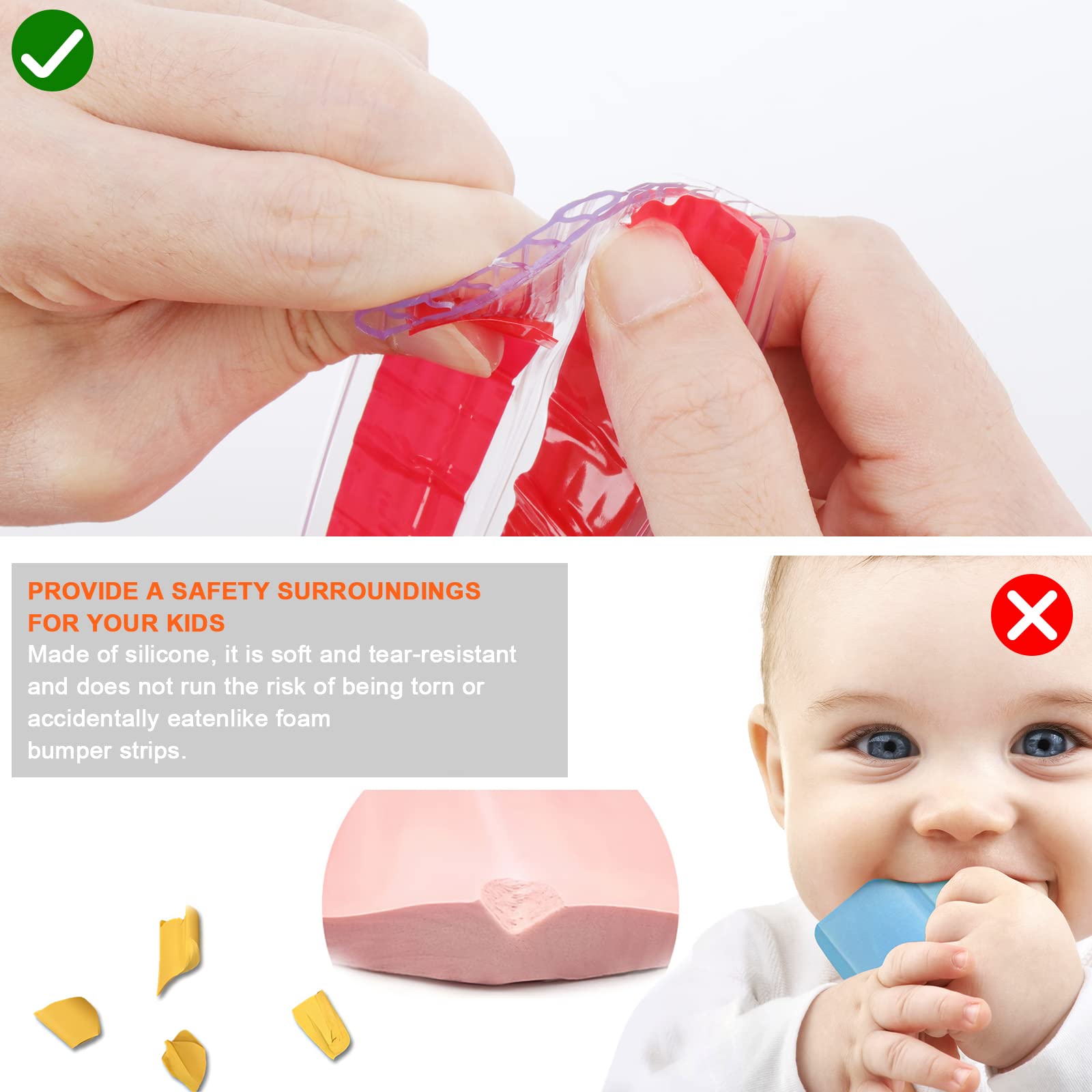 HOMREALM edge safety bumper, transparent, blends with furniture while cushioning sharp edges.