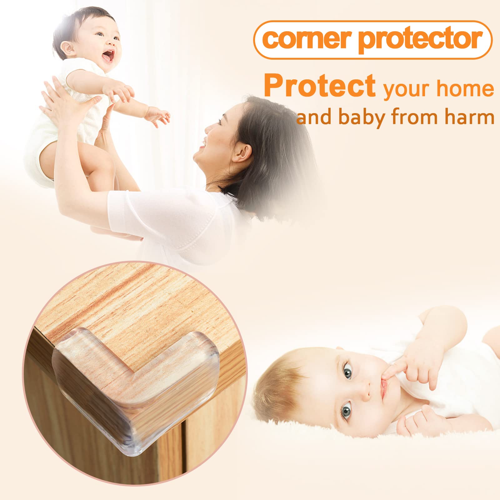 HOMREALM soft transparent silicone corner protectors blending with furniture