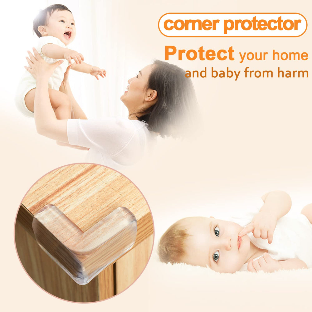 HOMREALM transparent silicone corner guards blend with furniture.