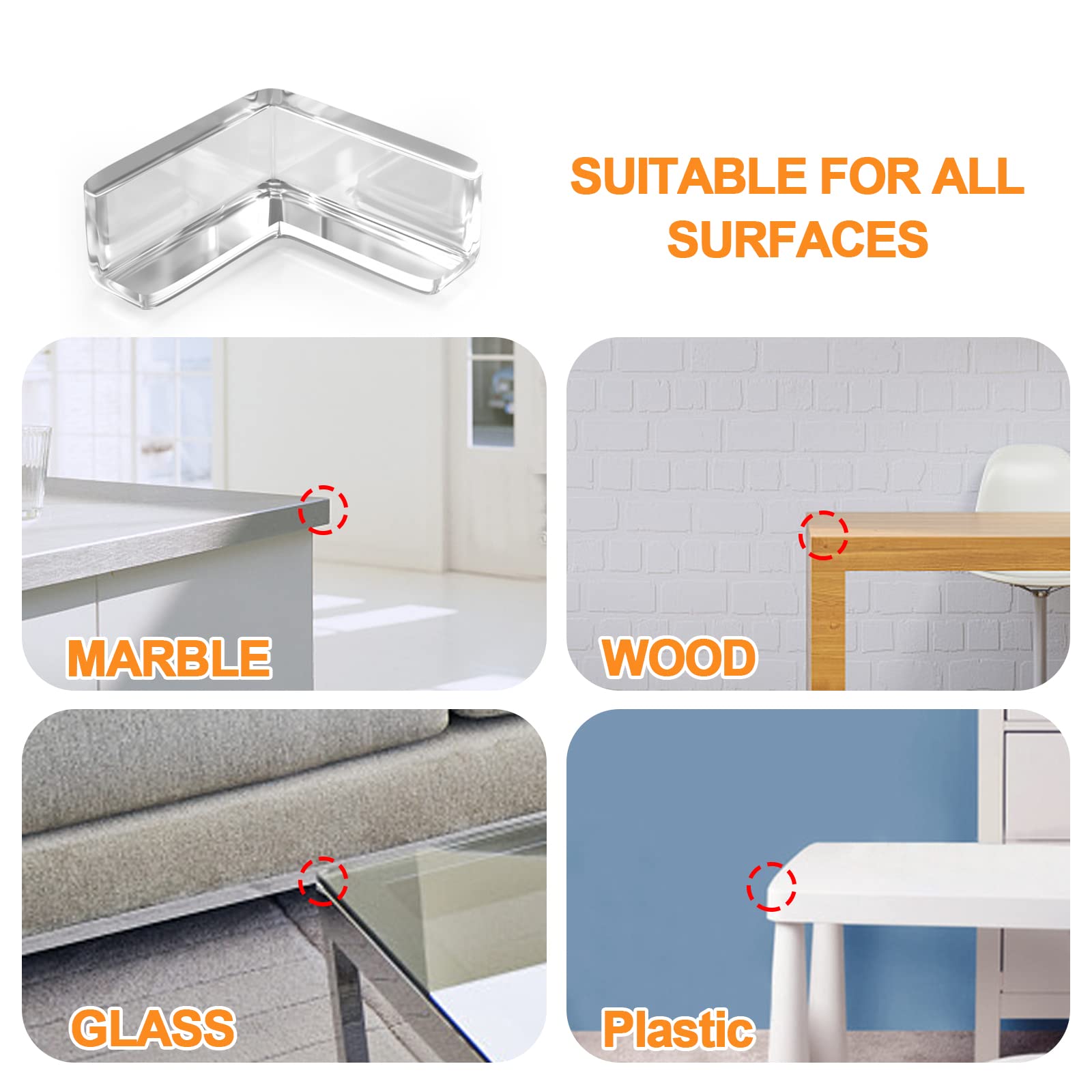 HOMREALM corner guards adapt to wood, glass, and tile surfaces.