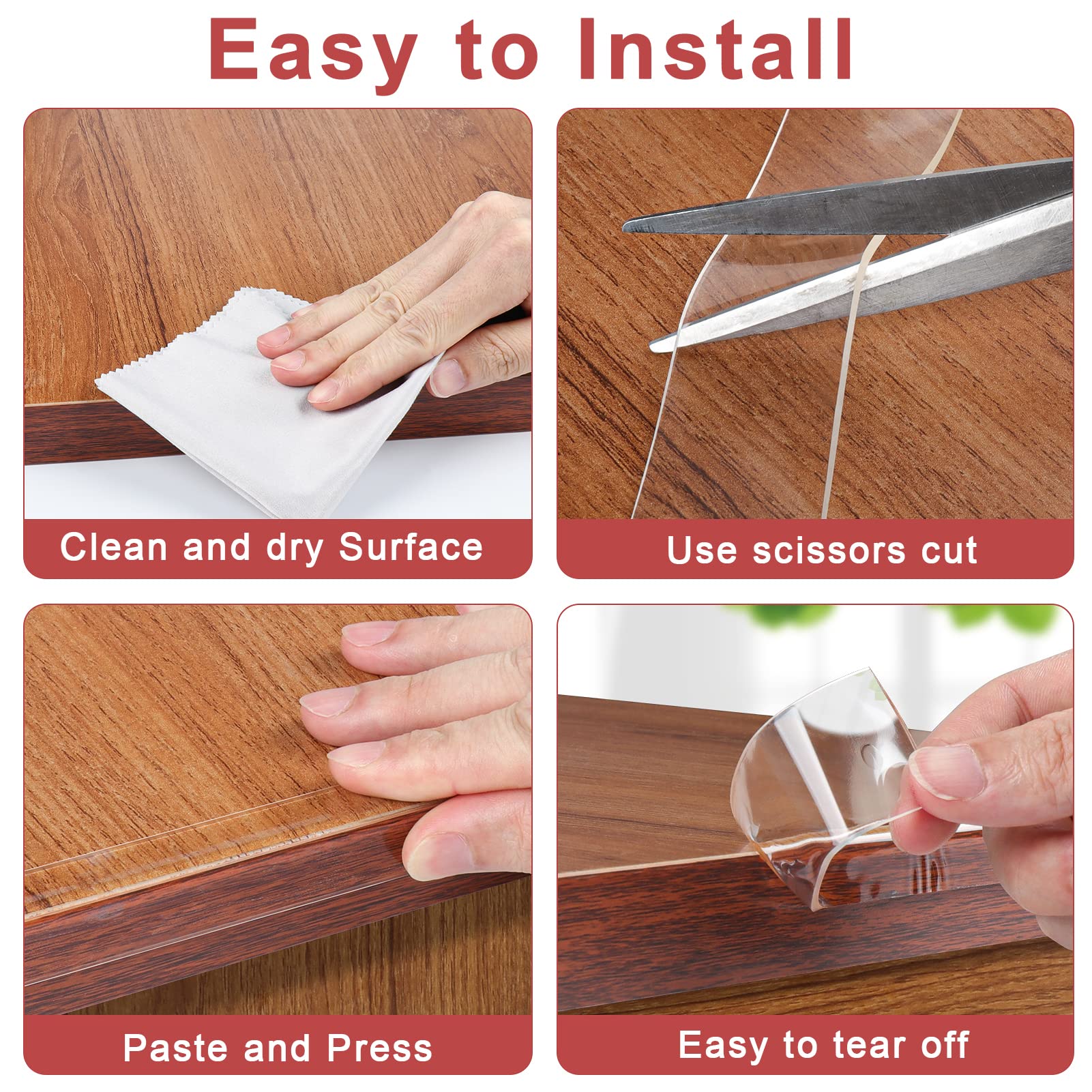 HOMREALM wide material compatibility for wood, glass, tile surfaces.