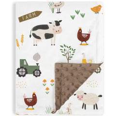 HOMRITAR baby blanket with farm animals design for a cute nursery.