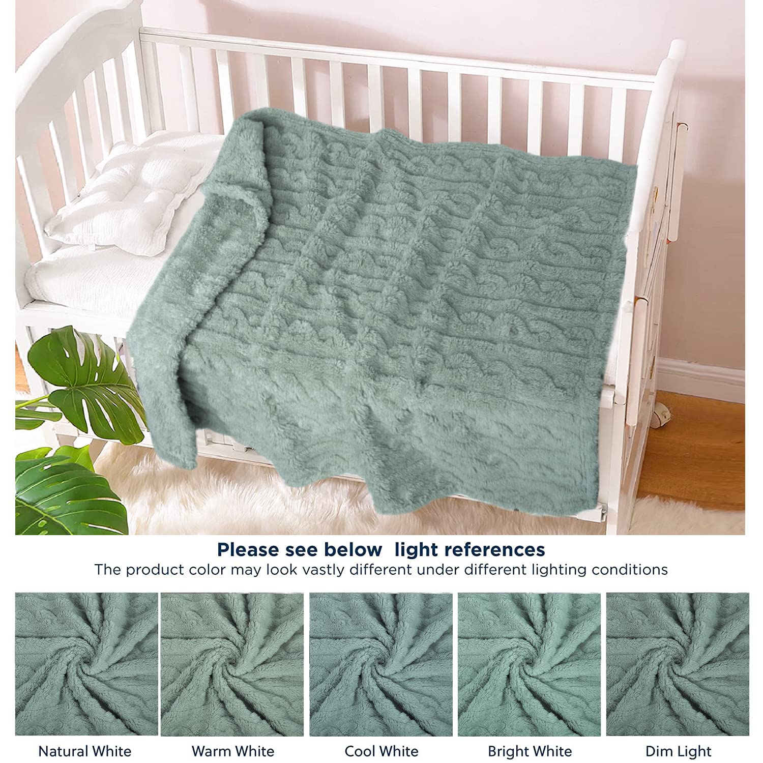 HOMRITAR green celadon color blanket adds calm to nursery