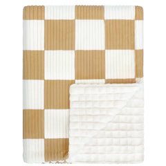 HOMRITAR Checkered Baby Blanket with corduroy front stripe for cozy warmth