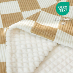 HOMRITAR checkered blanket edge details show durable stitching