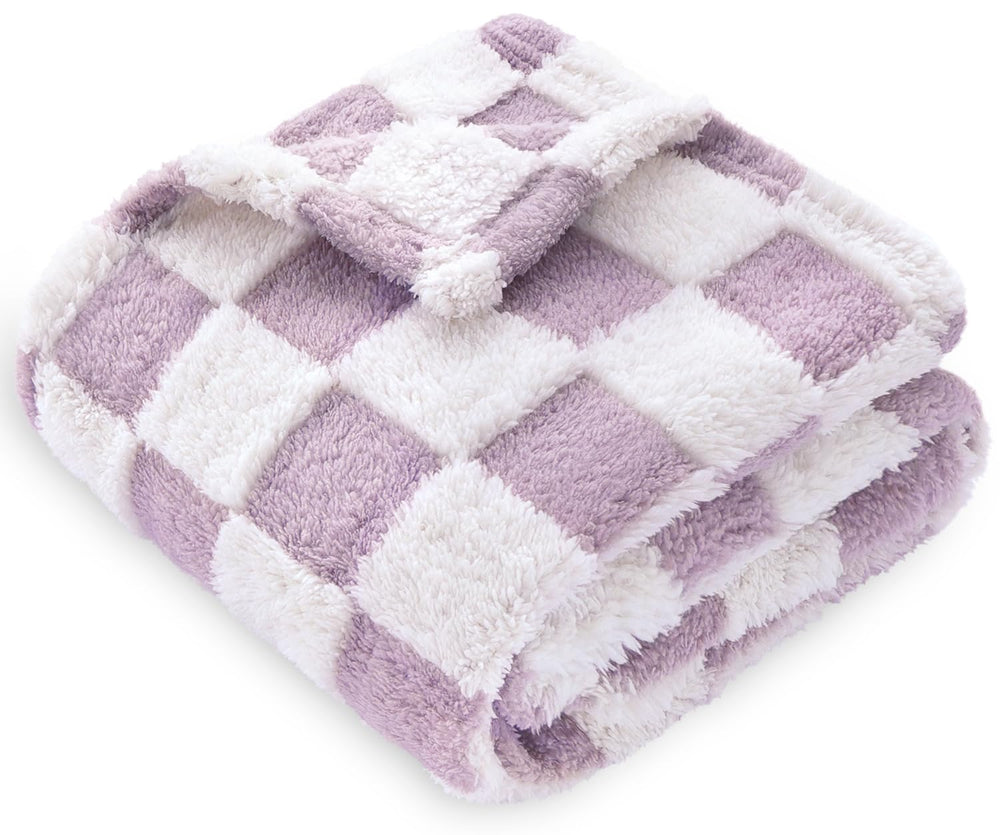HOMRITAR checkered baby blanket purple offers cozy warmth and versatile swaddling.