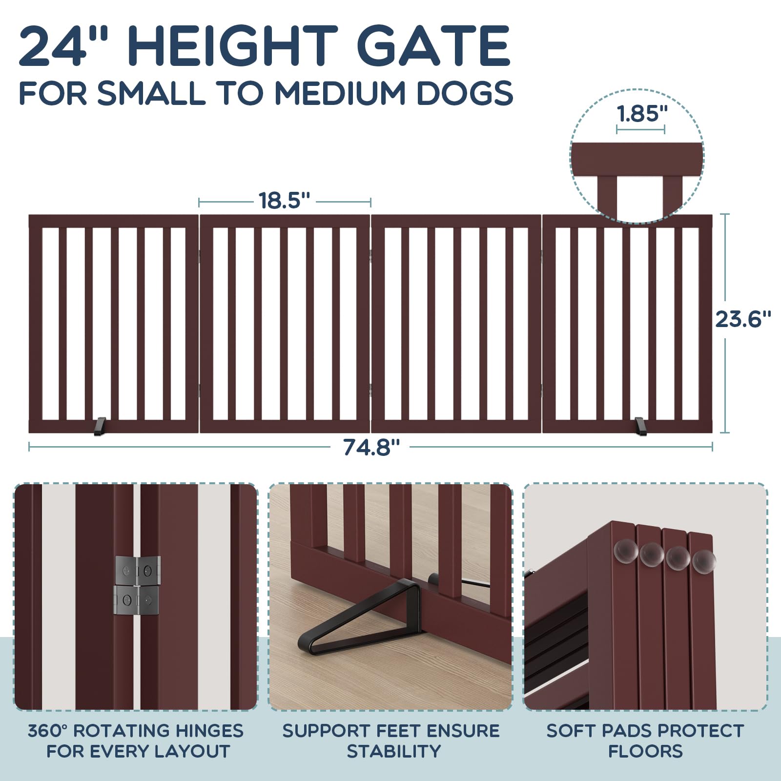Homykic extra-wide gate spans 75 inches for large rooms.