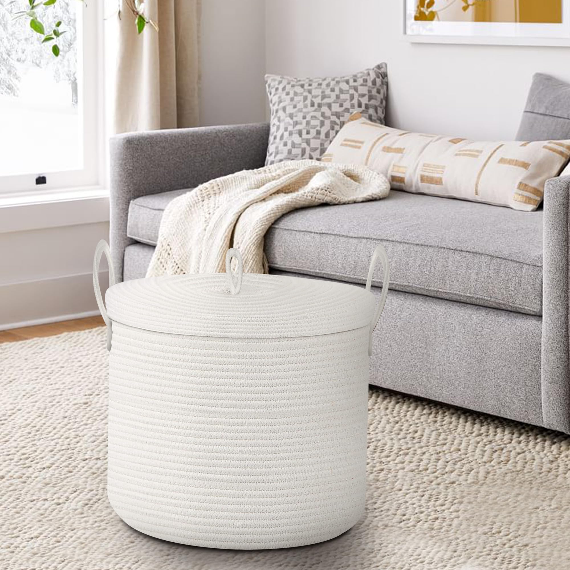 HONCESTA decorative white basket complementing neutral decor