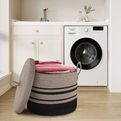 HONCESTA neutral decorative basket in living room enhances cozy decor.