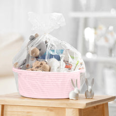 HONCESTA nursery storage basket pink for diapers and toys