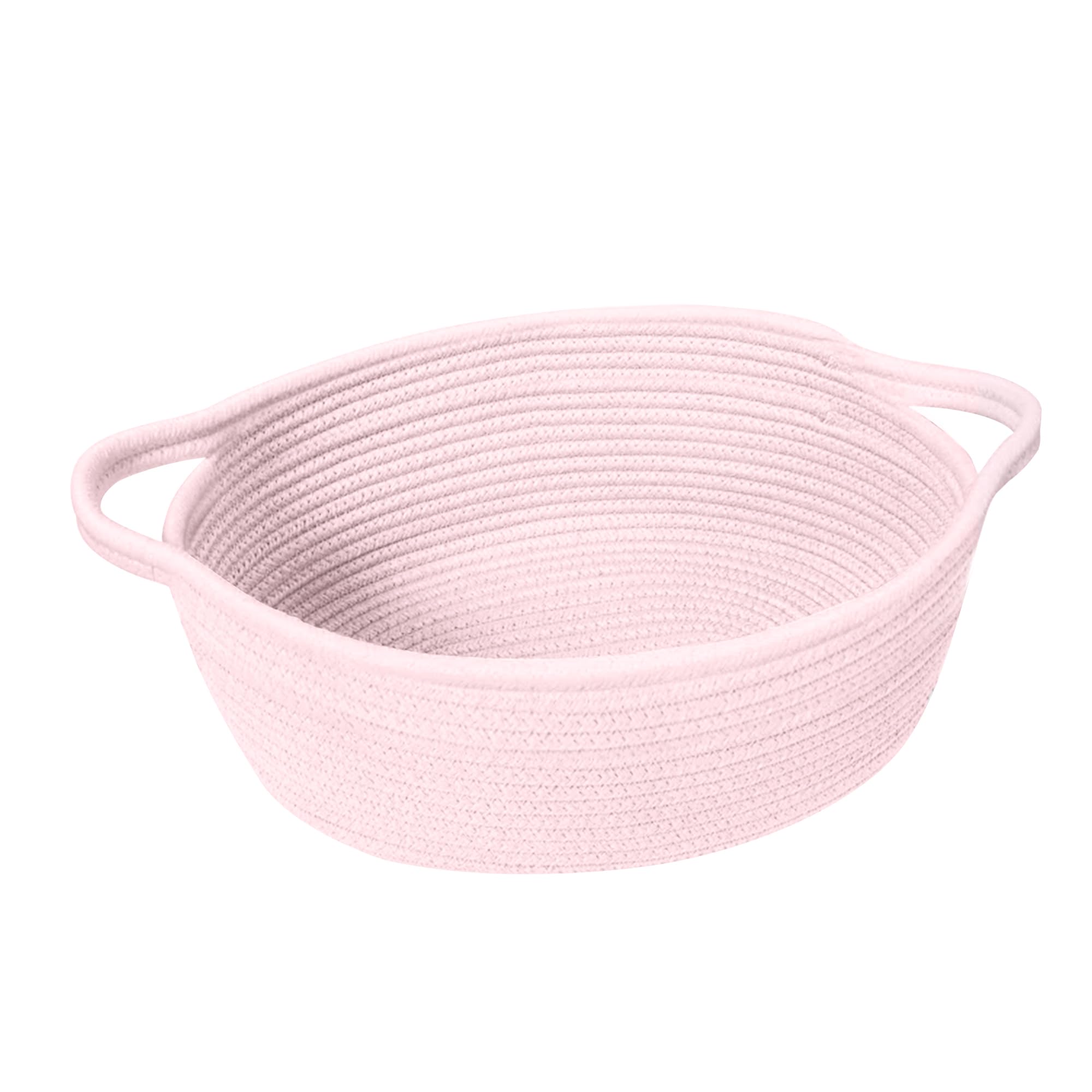 HONCESTA small woven gift basket in light pink front view for decorative storage