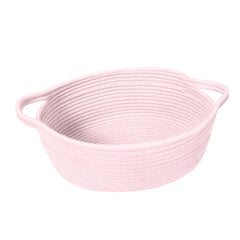 HONCESTA small woven gift basket in light pink front view for decorative storage