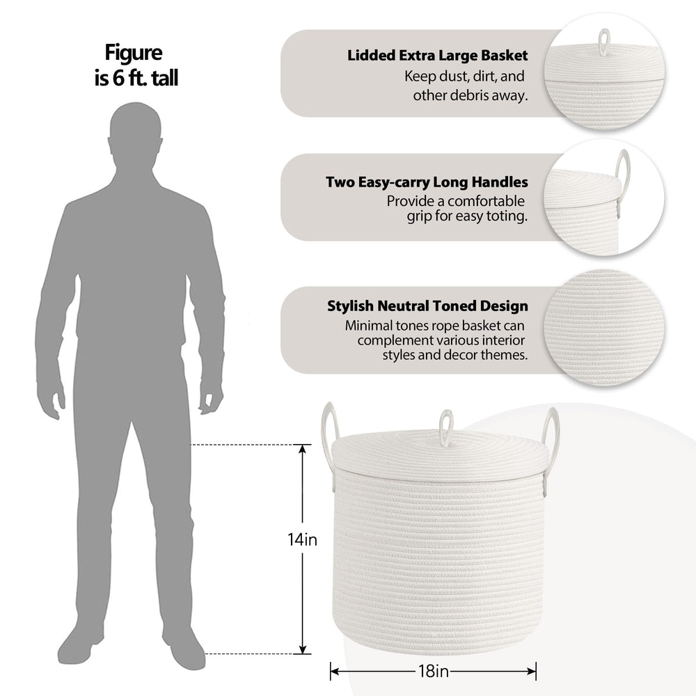 HONCESTA woven cotton rope storage bin in bright white