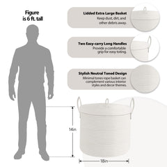 HONCESTA woven cotton rope storage bin in bright white