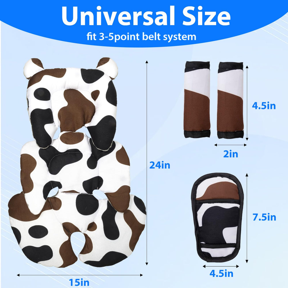Honeau cow-grey pattern adds a cute, modern touch to baby gear.