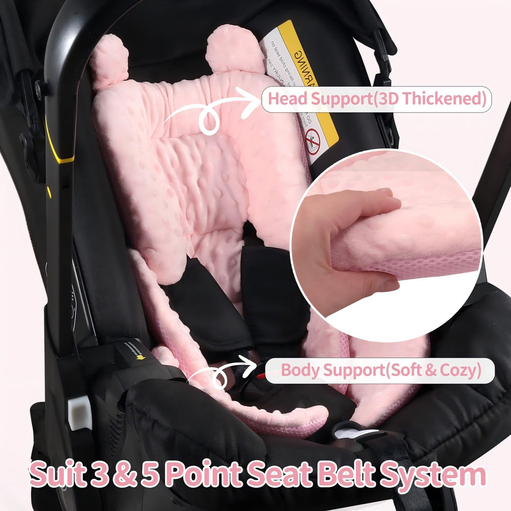 Honeau ergonomic head support pink maintains proper alignment for growing babies.
