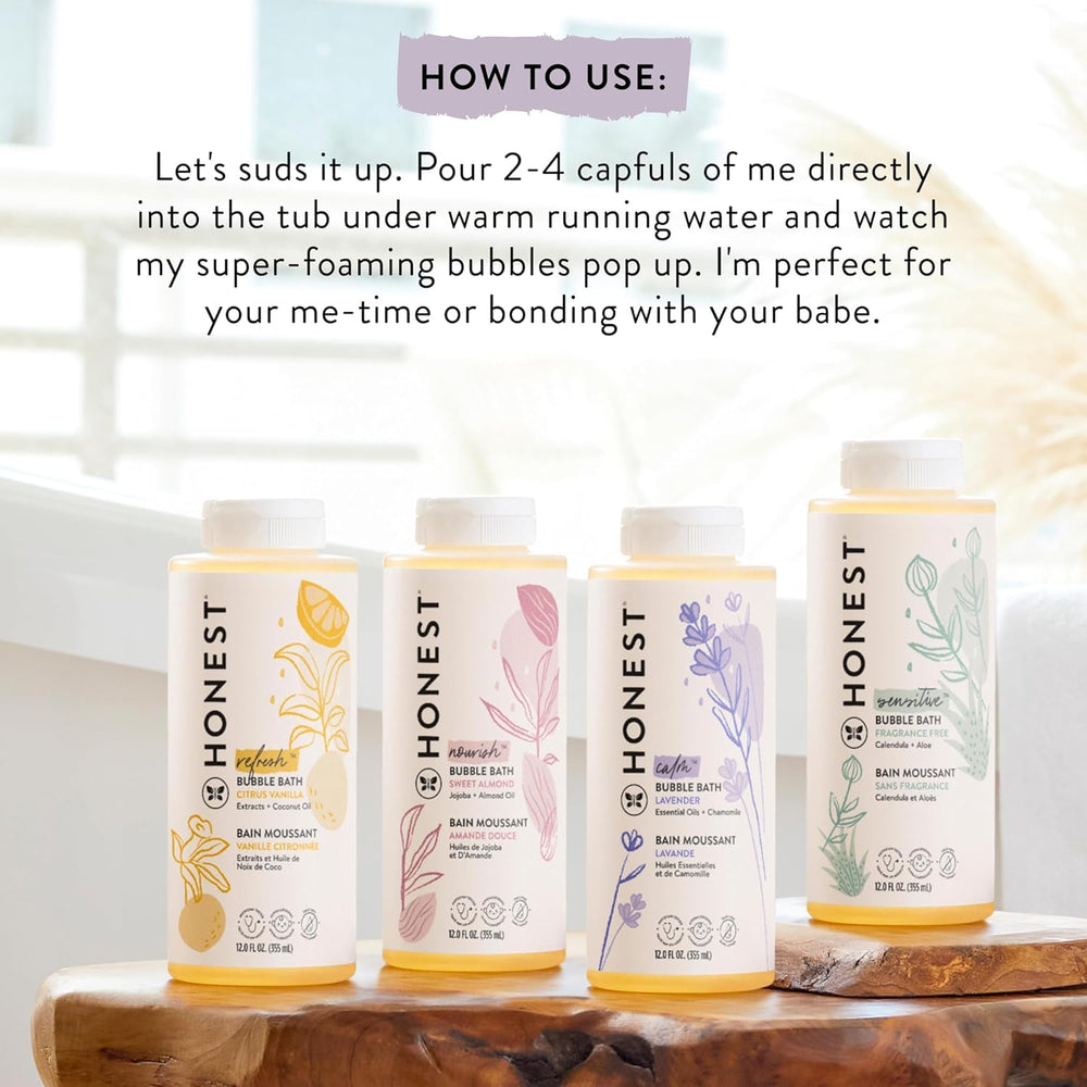 The Honest Company Chamomile-Aloe blend bottle soothes during cleansing.