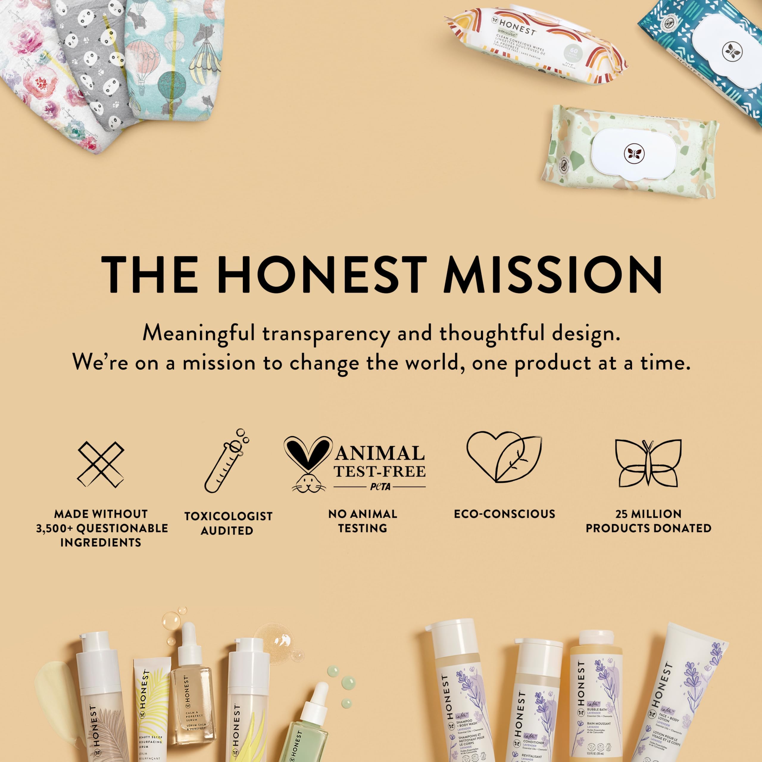 The Honest Company cruelty-free packaging and product information.