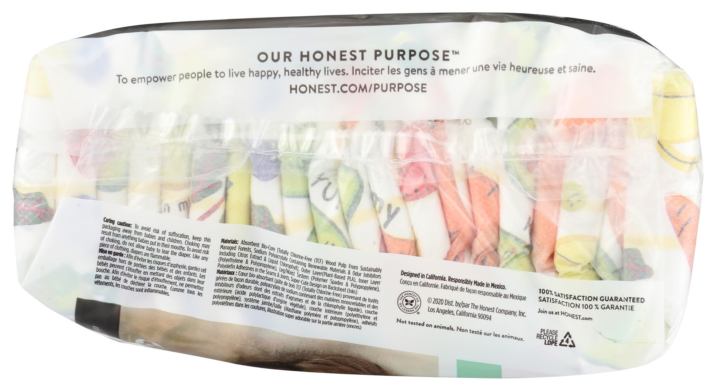 The Honest Company pandas diapers size 5 open pack showing a 20-count display.