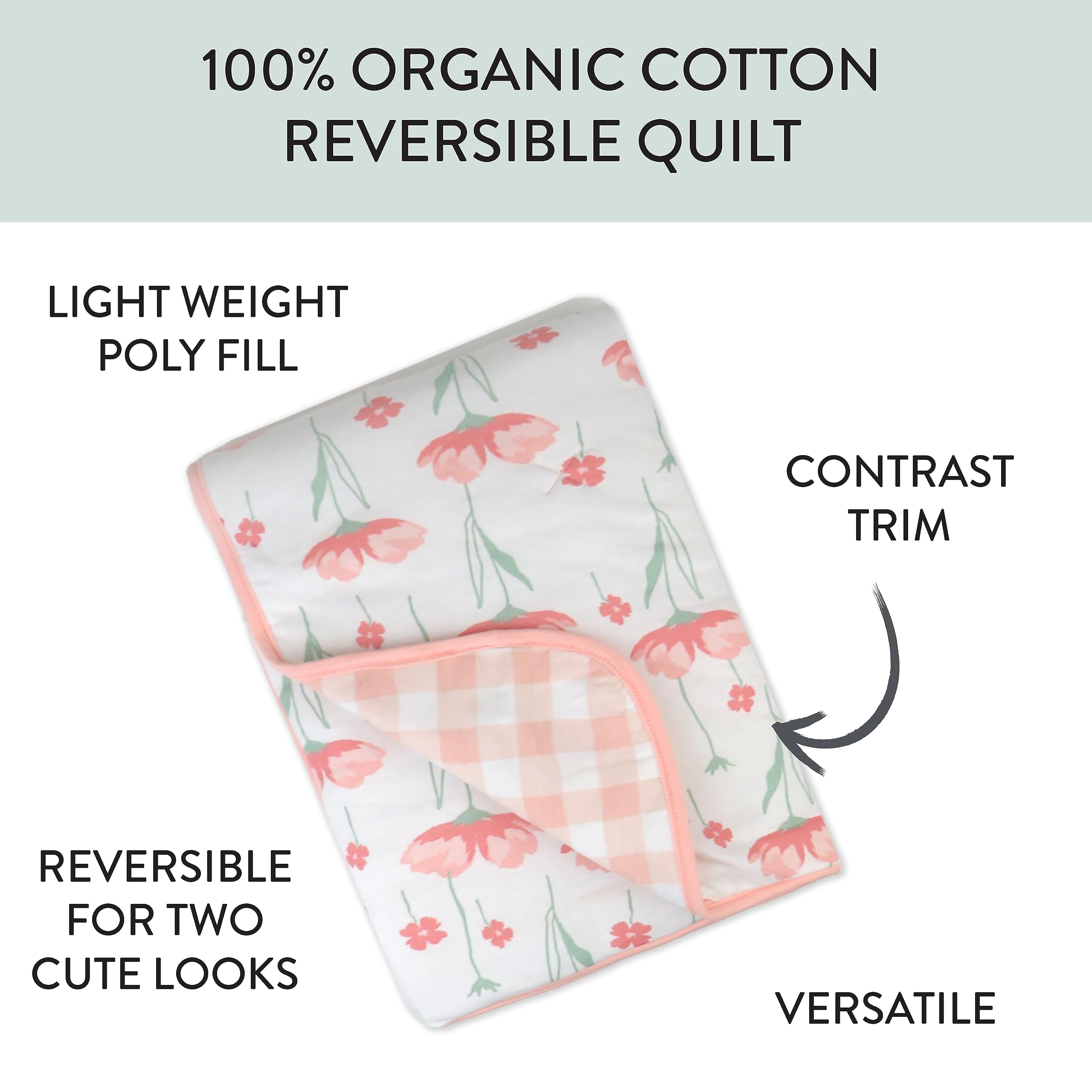 HonestBaby reversible blanket color side, versatile and cozy for nursery