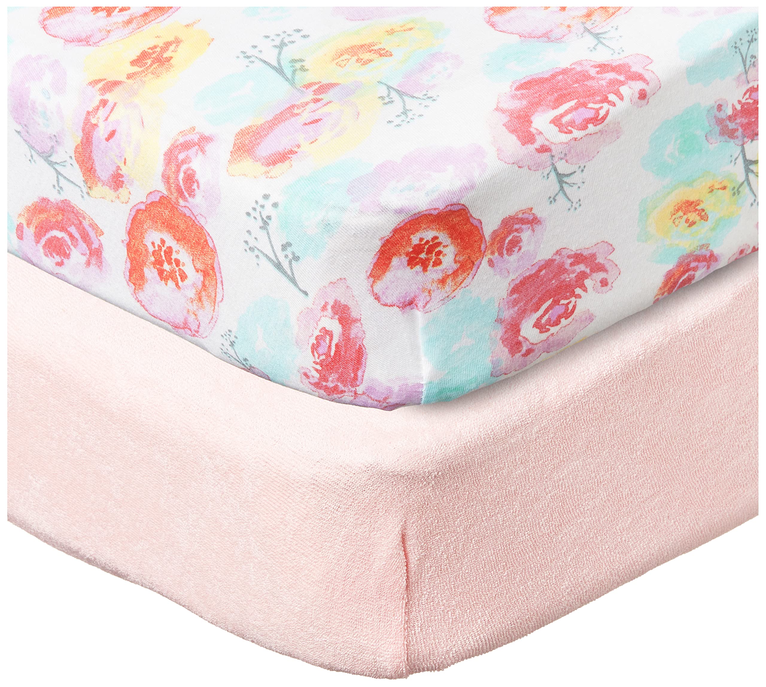 HonestBaby Rose Blossom knit terry changing pad cover with plush texture and snug fit.