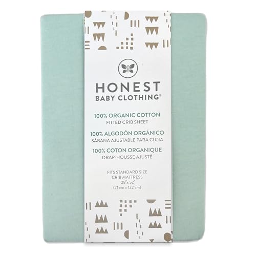 HonestBaby sage crib sheet closeup fabric highlights smooth jersey and gentle touch.