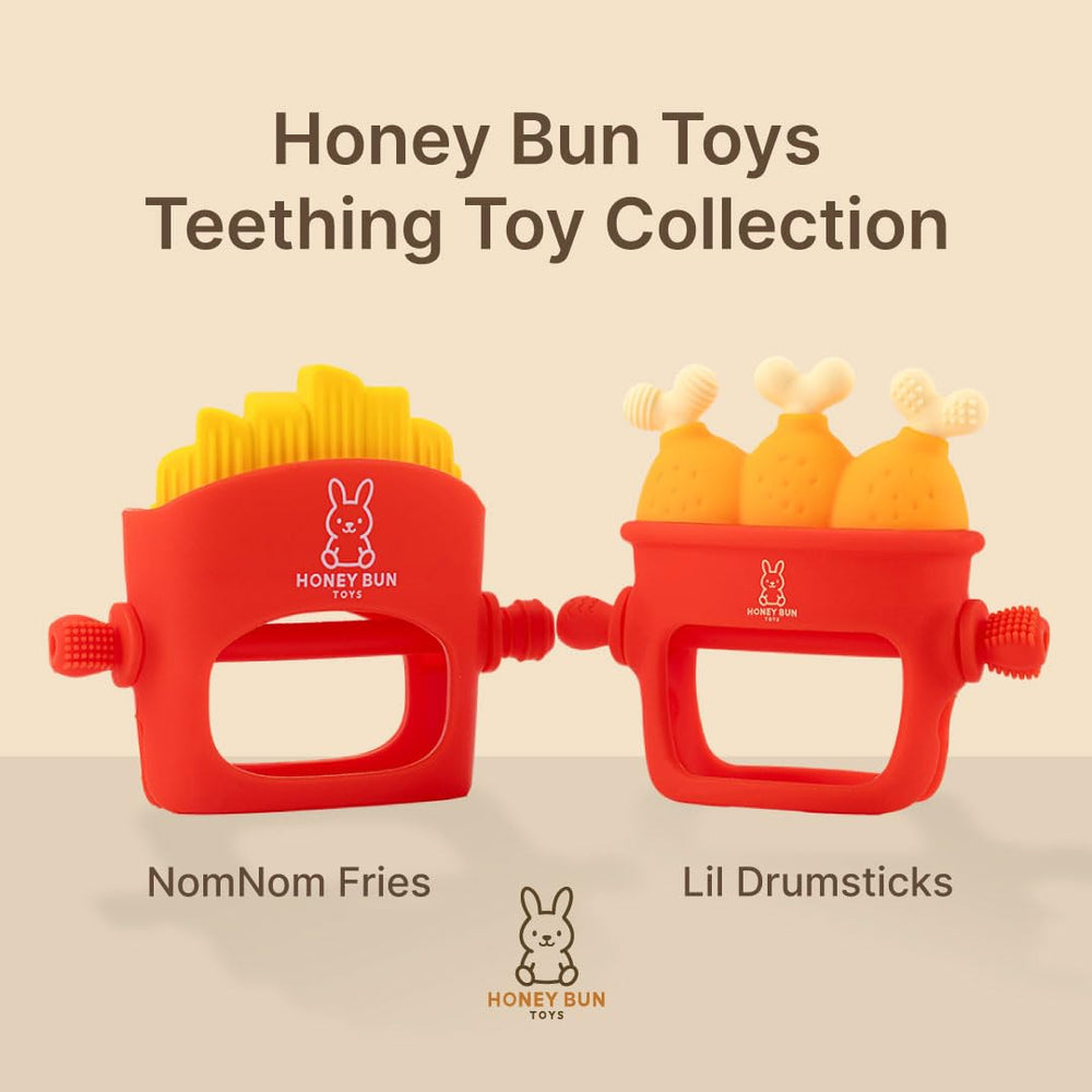 NomNom Fries teether freezer-ready cooling helps soothe on hot days