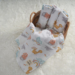 Honey Lullabies blanket measures 38 by 34 inches for crib or stroller.