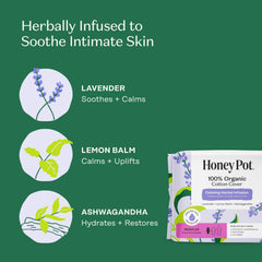 The Honey Pot regular pad core infused with calming oils for soothing protection.