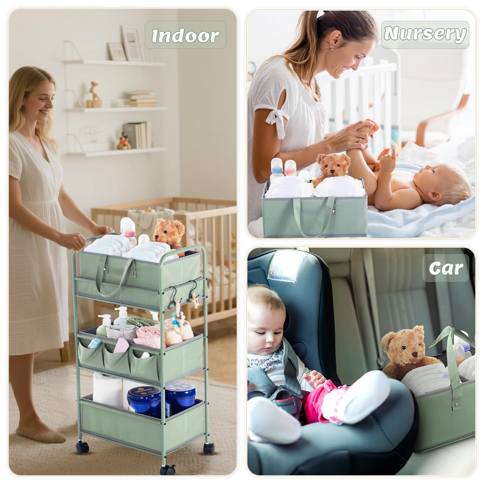 Honeydak 2in1 diaper caddy metal frame shows sturdy construction