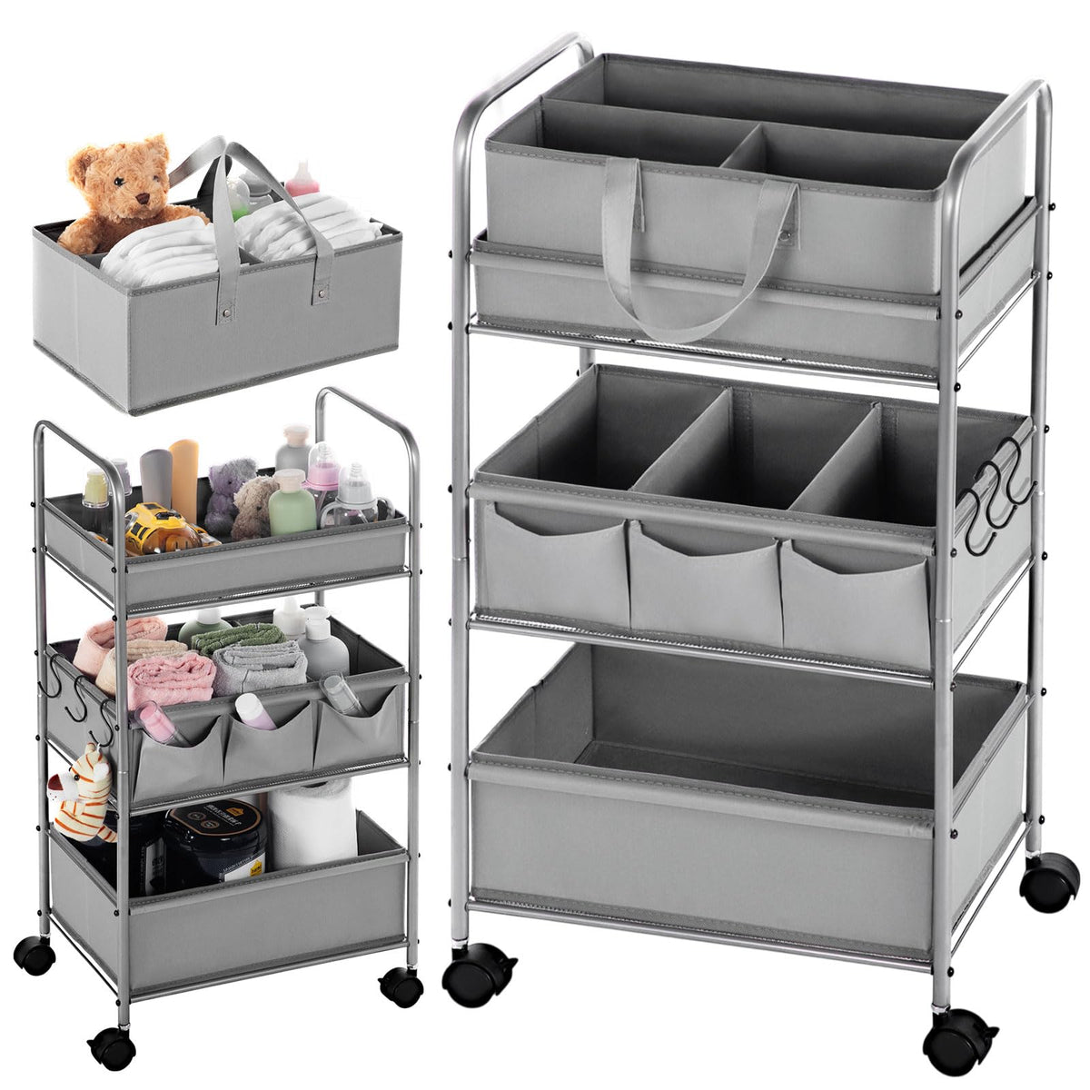 Honeydak diaper caddy top basket for grab-and-go changes