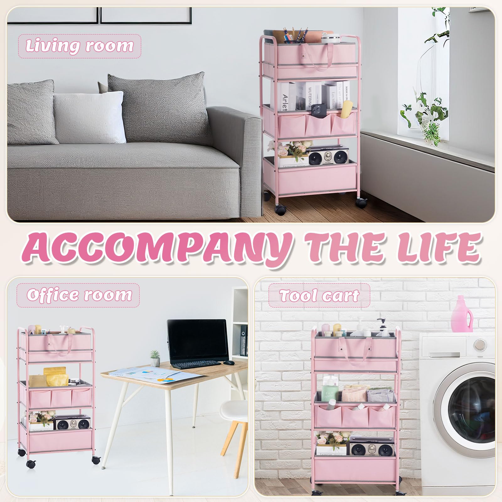 Honeydak bedside cart doubles as versatile storage in nursery.