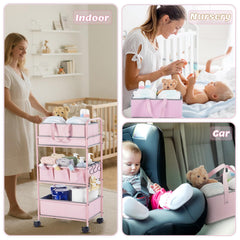 Honeydak pink top basket for grab-and-go diaper changes.