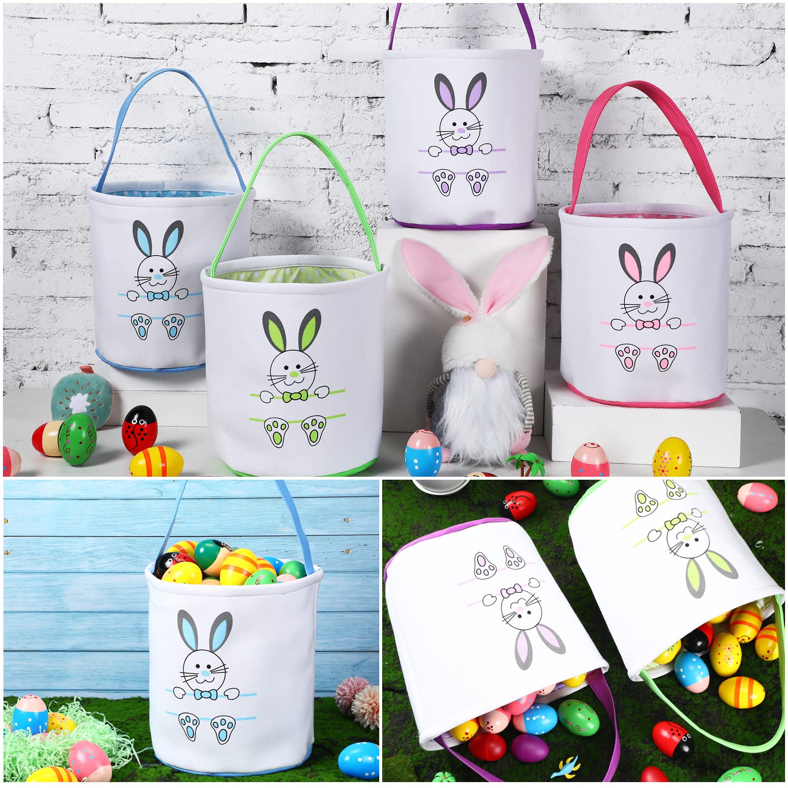 Honeydak Easter bunny basket green front view, reusable and easy to store