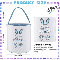 Honeydak Easter bunny basket pink side view, soft canvas for kid-friendly carry
