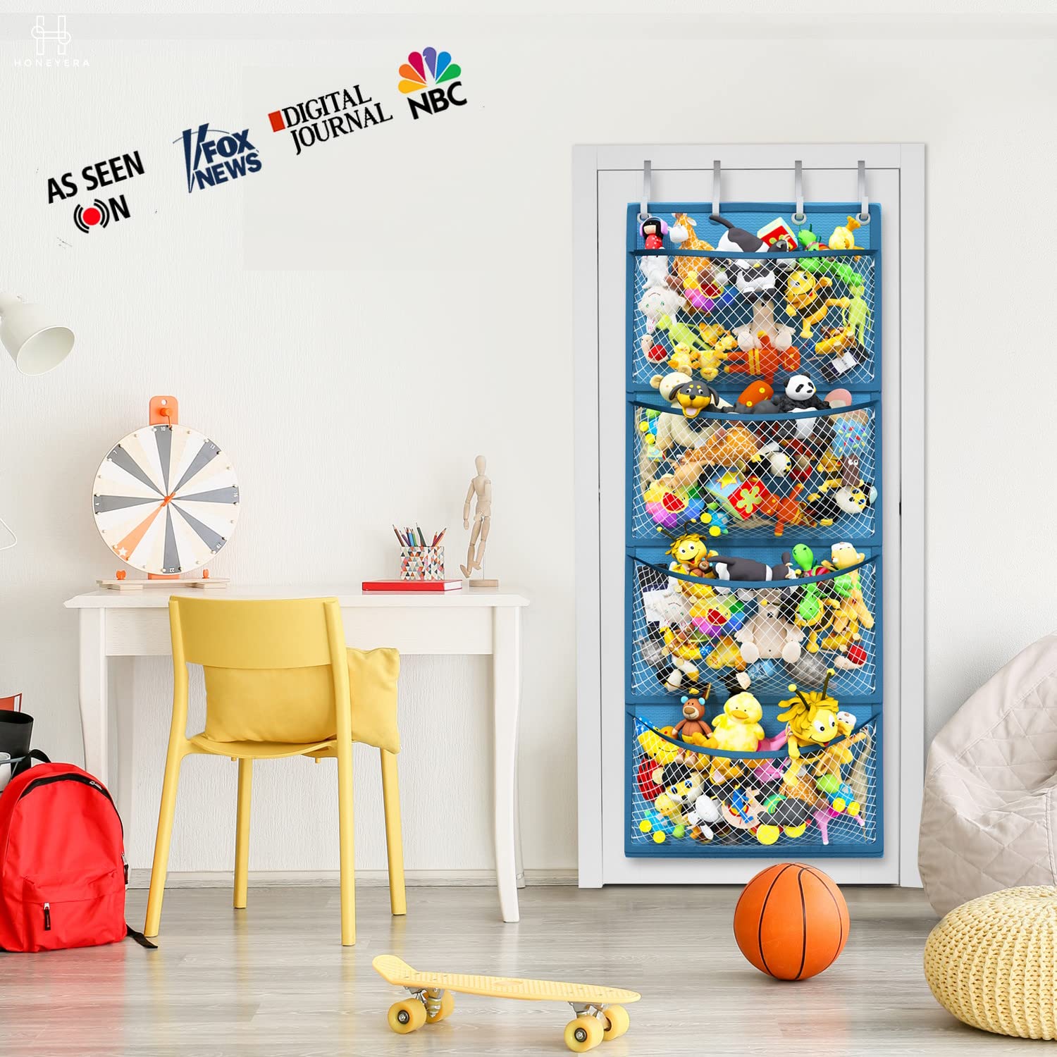 Honeyera collapsible bag saves door space while expanding toy storage