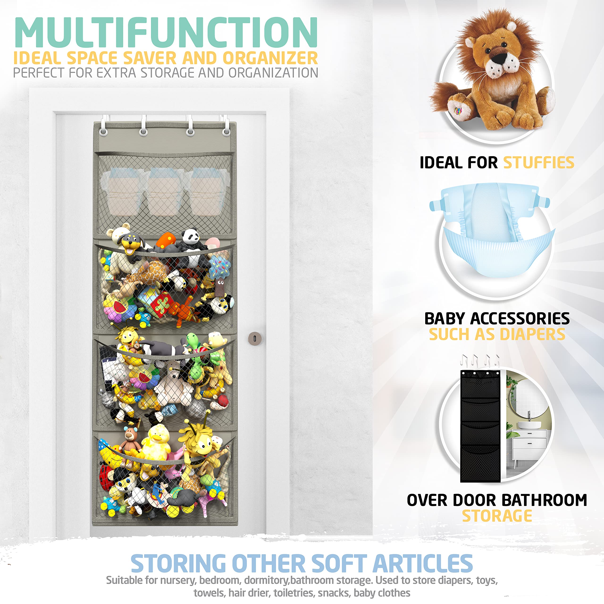Honeyera neat storage keeps plush toys neatly arranged for playtime.