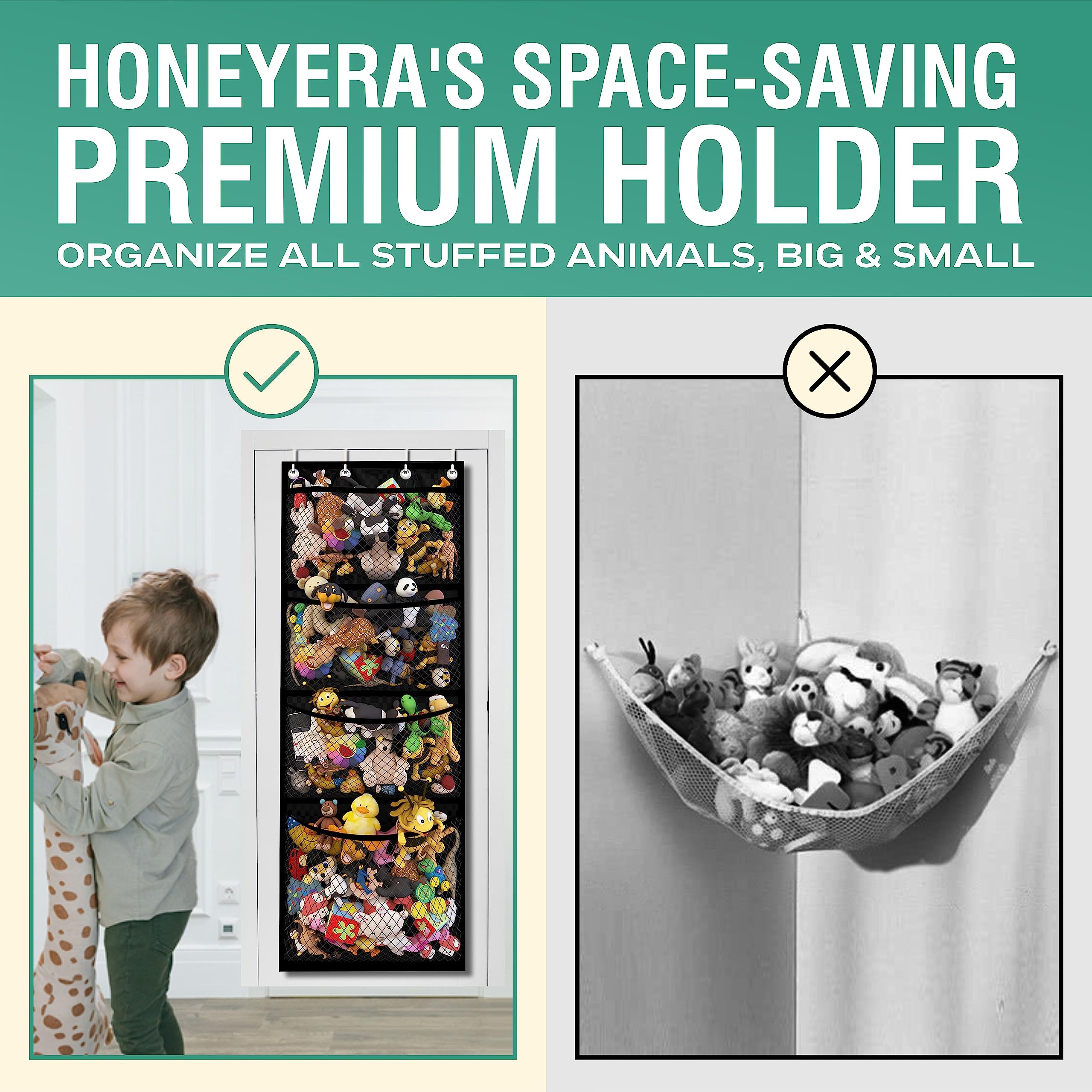 Honeyera mesh pockets promote air flow to keep stuffed animals fresh.