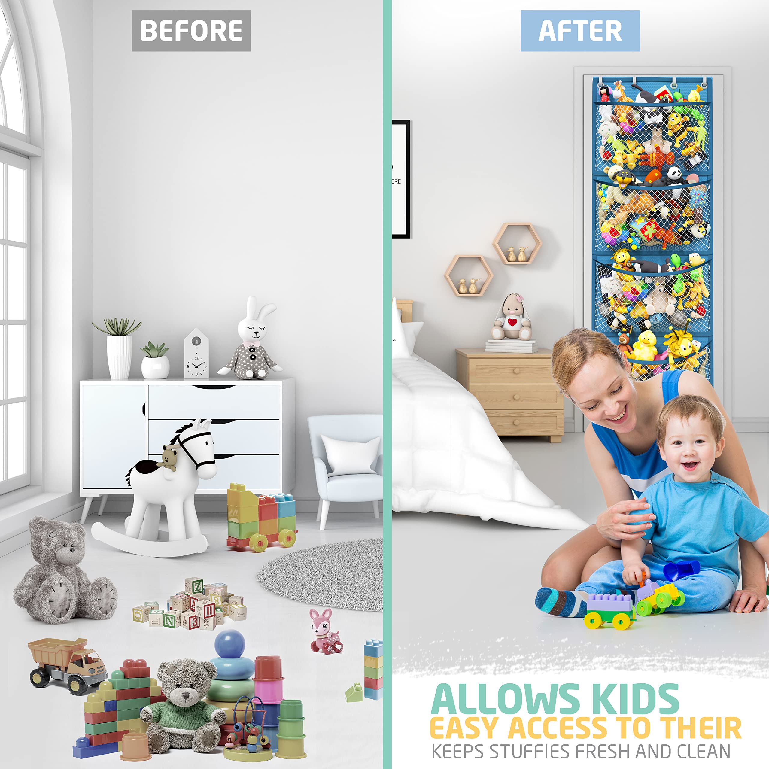 Honeyera over-door organizer stores baby accessories and diapers efficiently