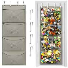 Honeyera over-door organizer for stuffed animals keeps toys accessible and tidy.